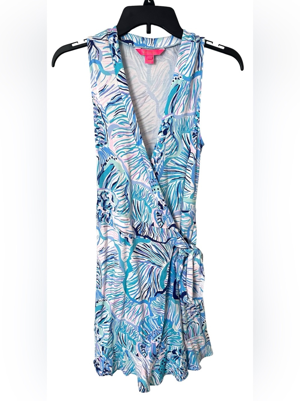 Lilly Pulitzer Rilla Wrap Romper Bermuda Blue Fishful Thinking Print Size Small